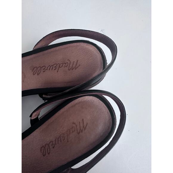 Madewell Addie Black Leather Slingback Block Heels - Size 9 - Picture 5 of 8